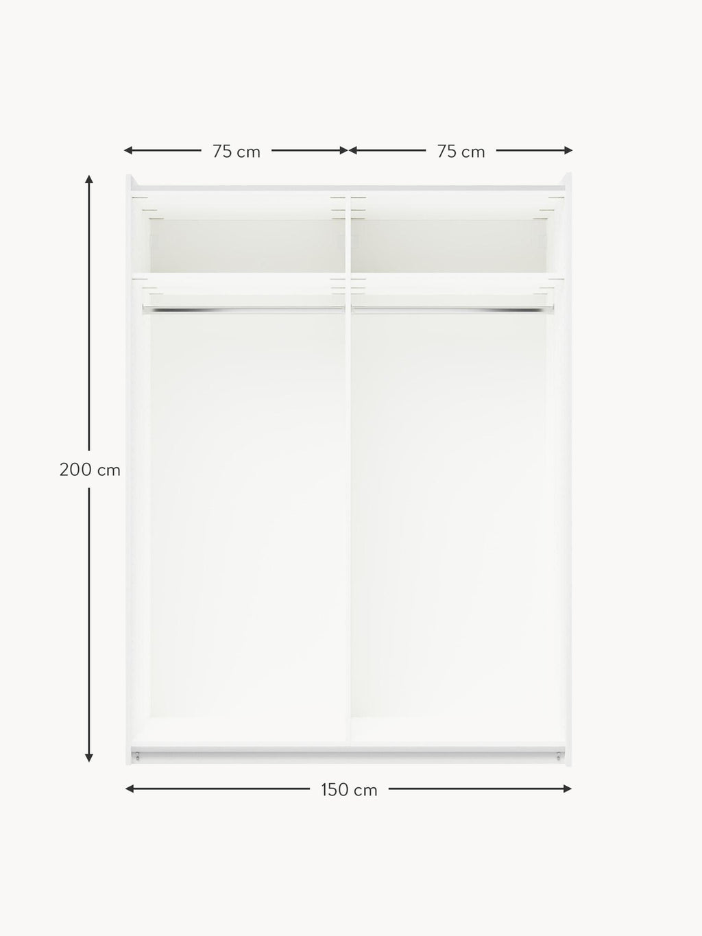Simone Modular Sliding Door Wardrobe, 150 cm Wide, in various sizes