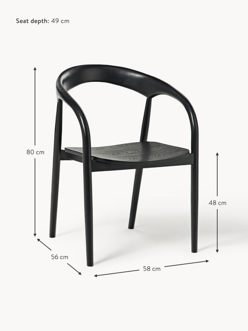 Camille Ash Wood Dining Chair with Armrests