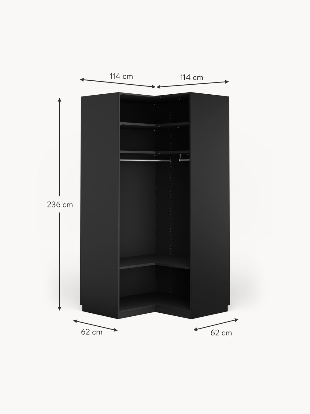 Leon Modular Corner Wardrobe, 115 cm Wide, in various sizes