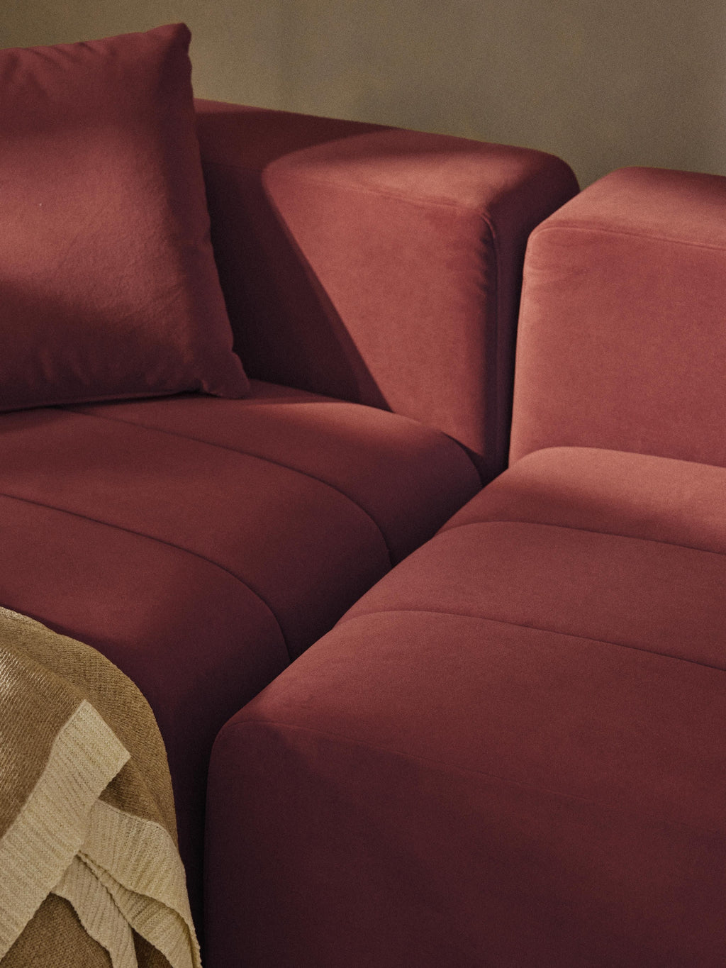 Lena Modular Velvet Sofa (4-seater) with Ottoman (left/right)