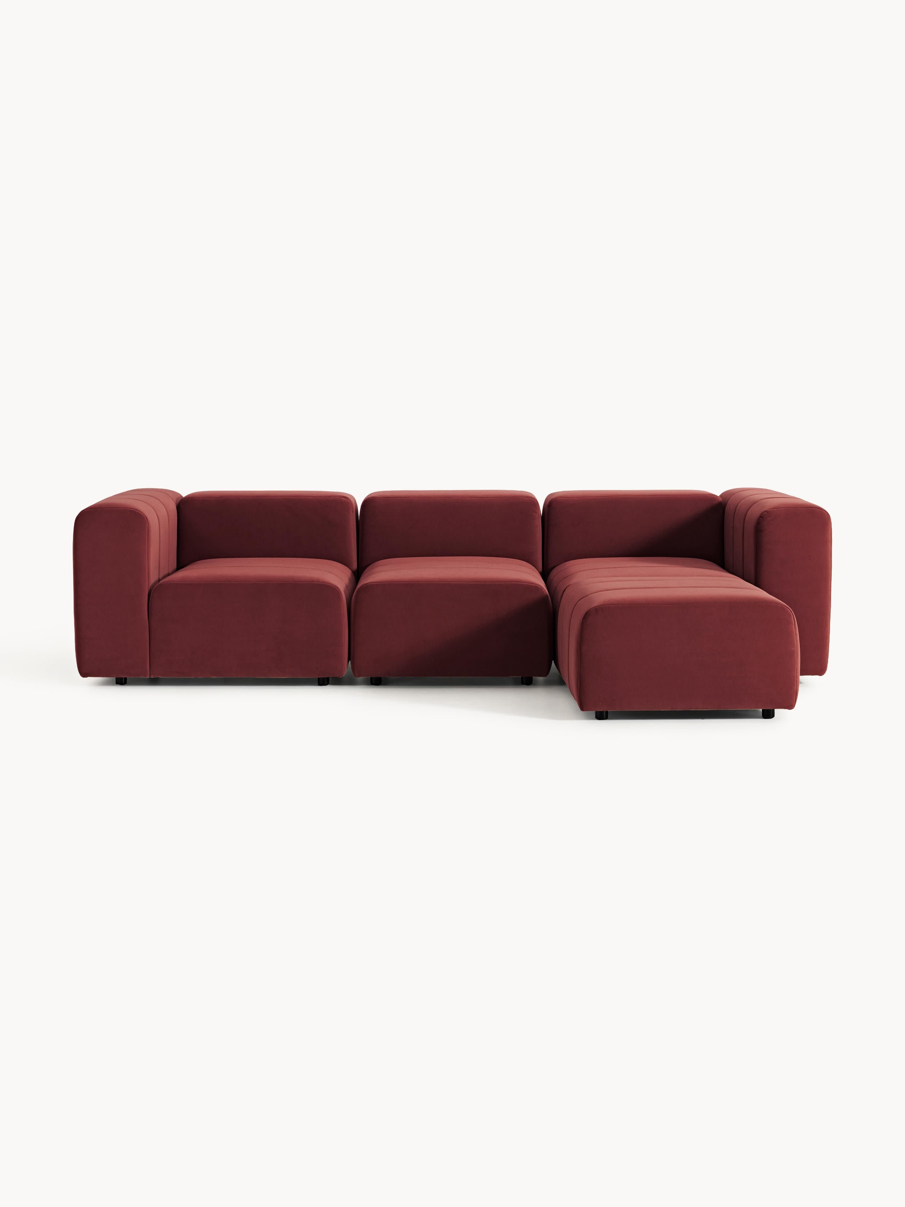 Lena Modular Velvet Sofa (4-seater) with Ottoman (left/right)
