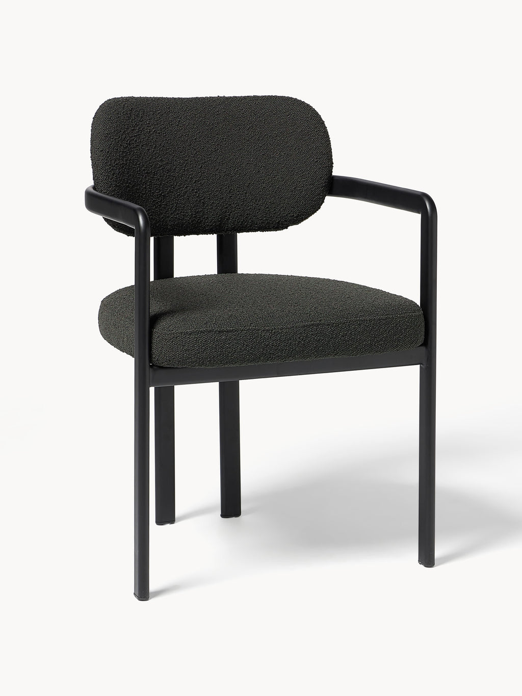 Gallery image 1 - Upholstered Bouclé Dining Chair Adrien with Armrests