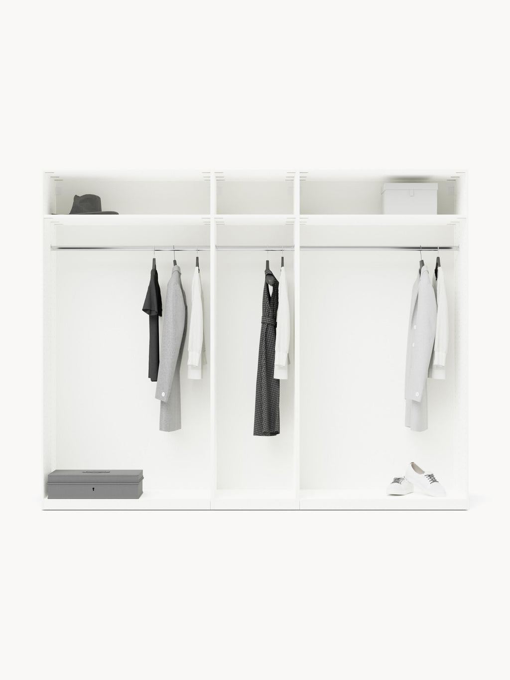 Simone Modular Revolving Door Wardrobe, 250 cm Wide, in various sizes