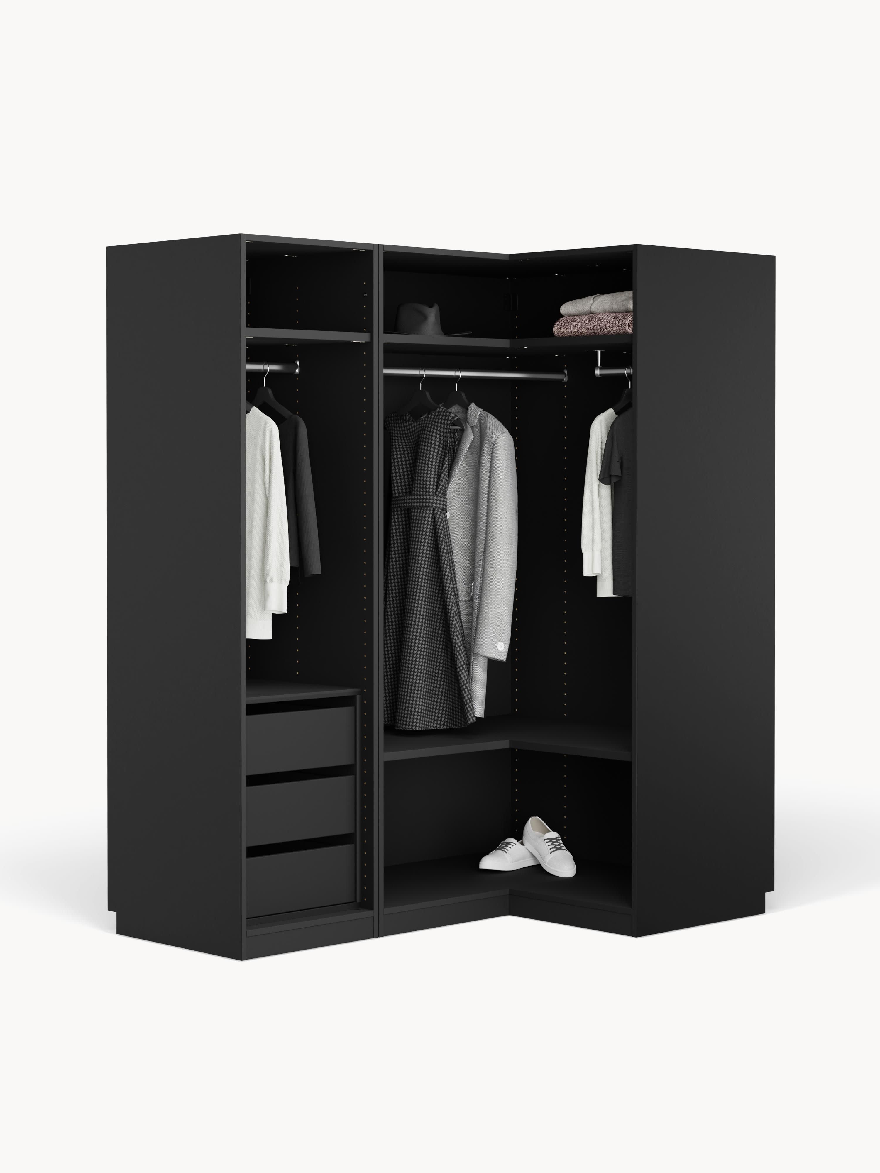 Leon Modular Corner Wardrobe, 165 cm Wide, in various sizes