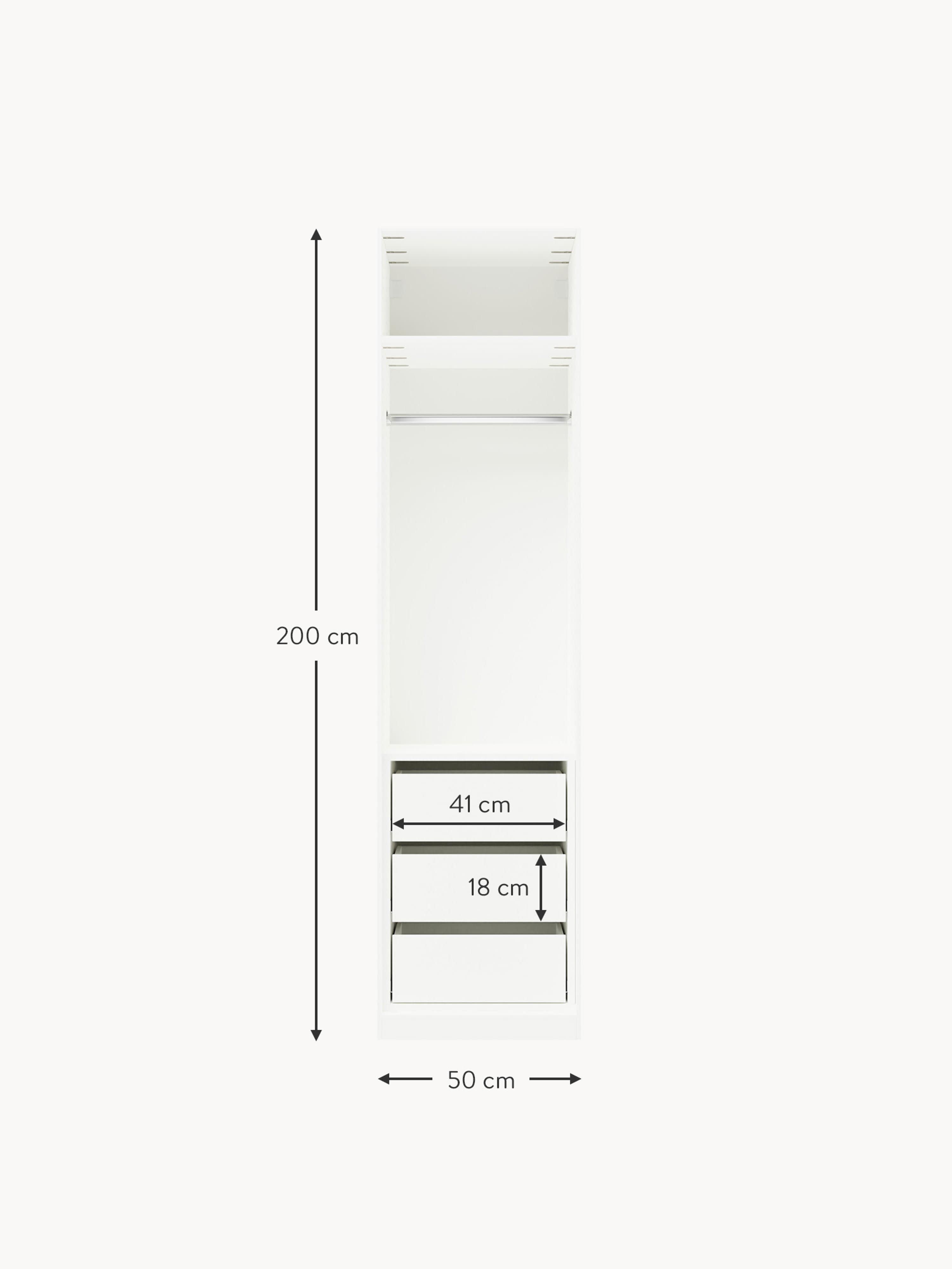 Charlotte Modular Hinged Door Wardrobe, 50 cm Wide, in various sizes