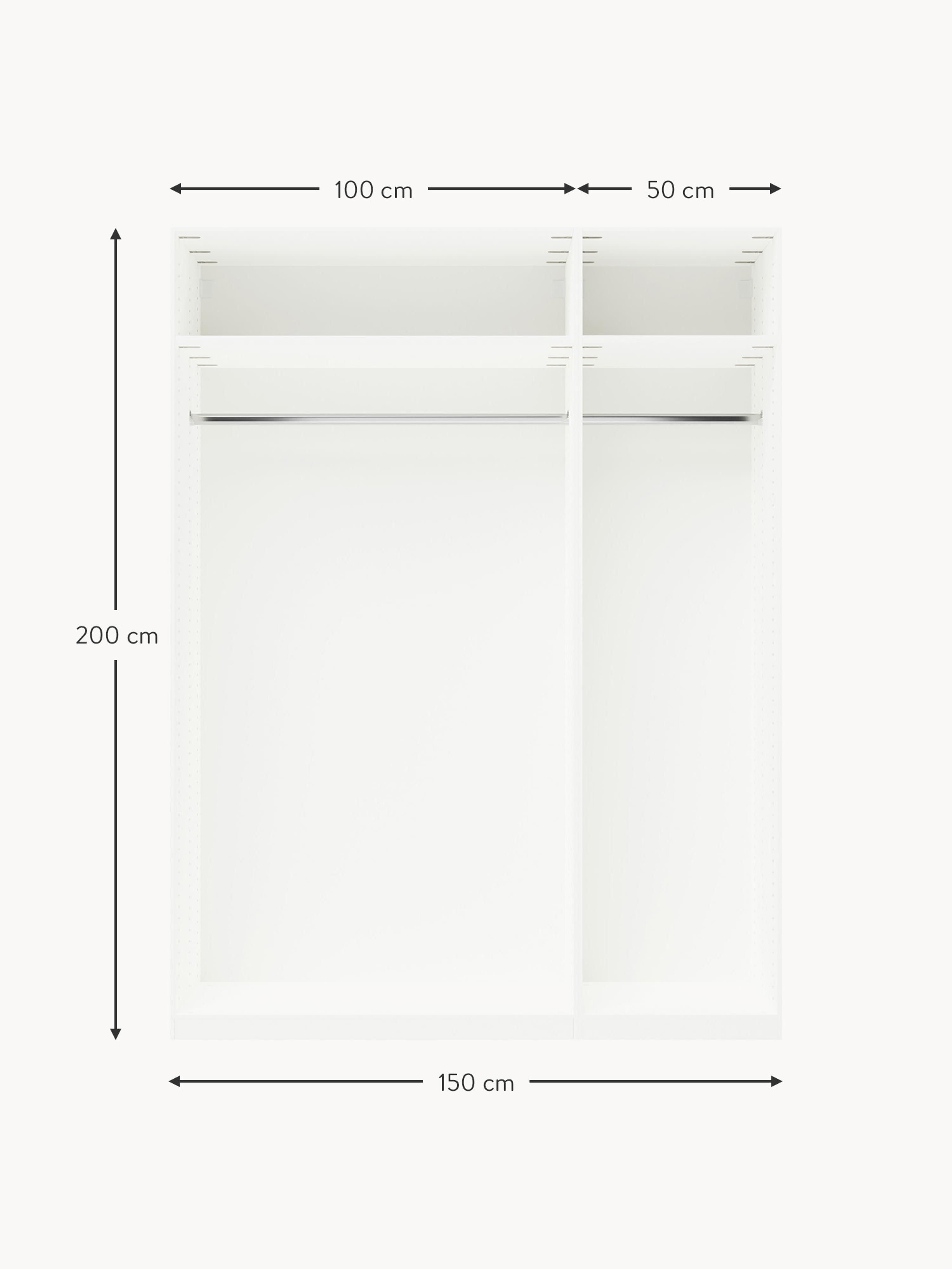 Charlotte Modular Hinged Door Wardrobe, 150 cm Wide, in various sizes
