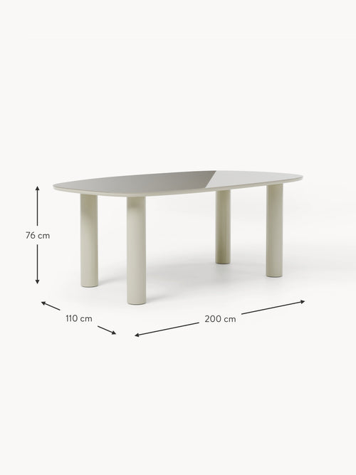 Beni Organic Dining Table with Glass Top, 200 x 110 cm