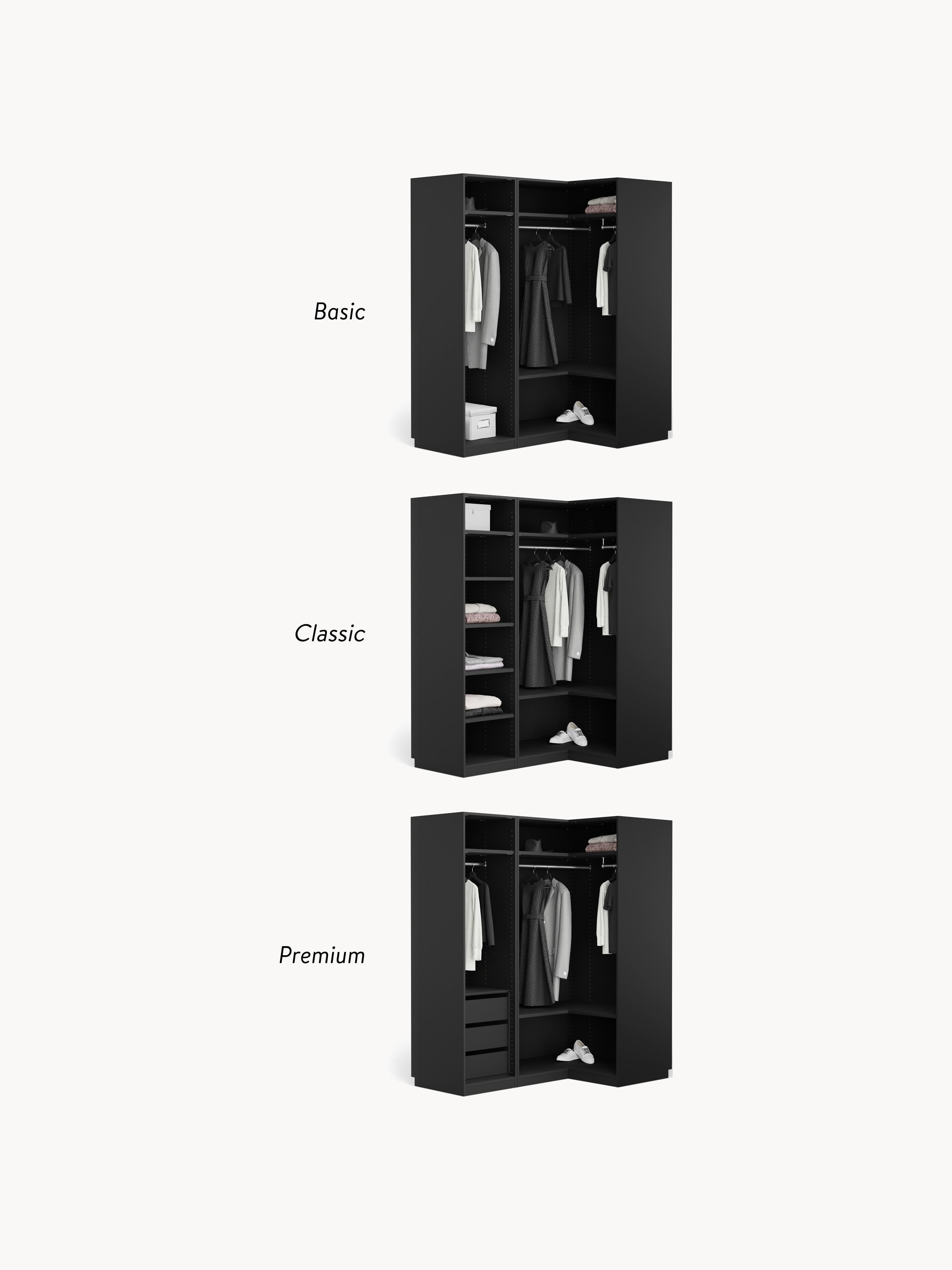 Simone Modular Corner Wardrobe, 165 cm Wide, in various sizes