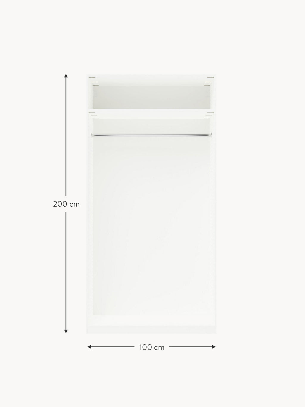Leon Modular Hinged Door Wardrobe, 100 cm Wide, in various sizes