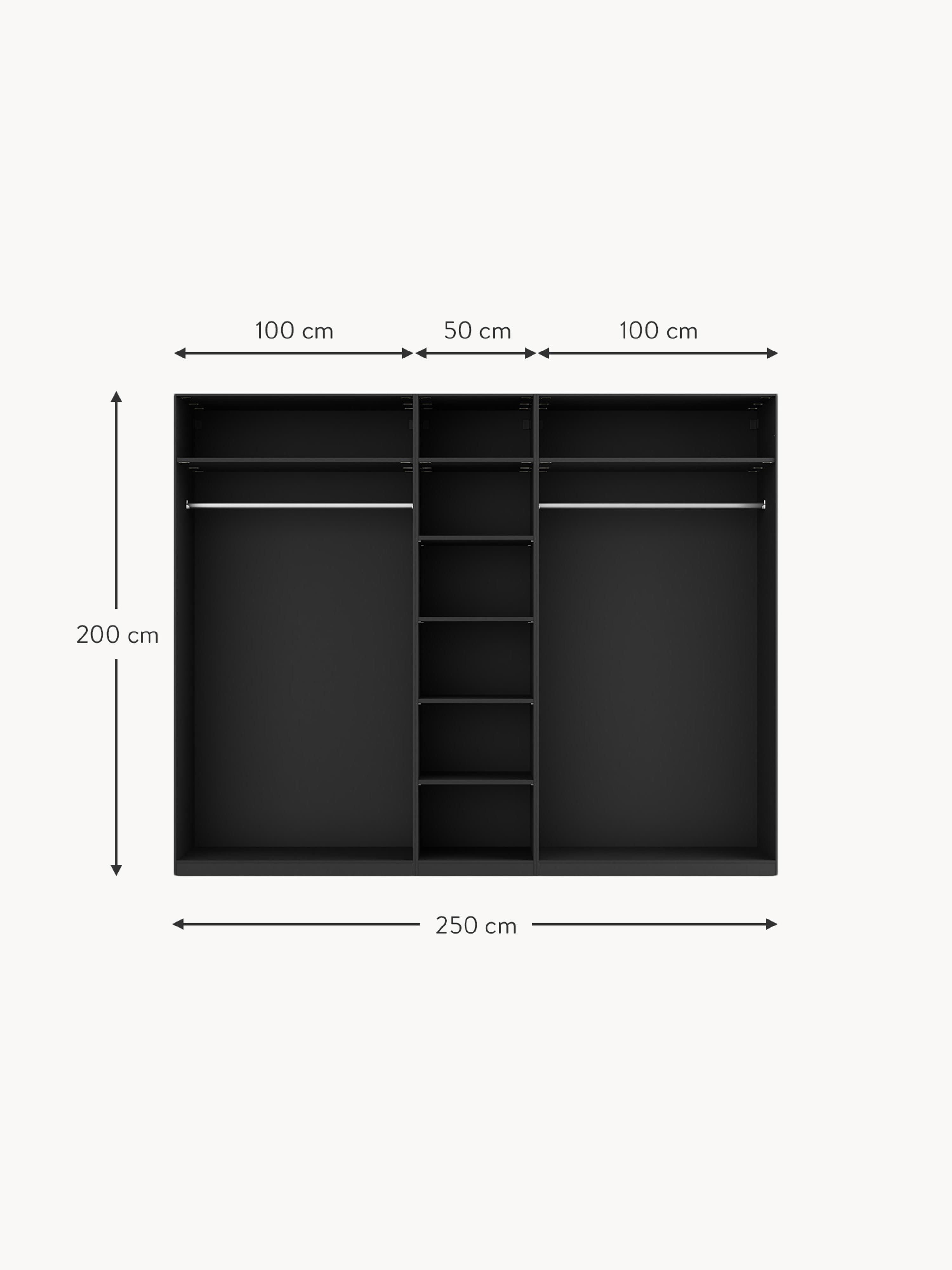 Leon Modular Hinged Door Wardrobe, 250 cm Wide, in various sizes