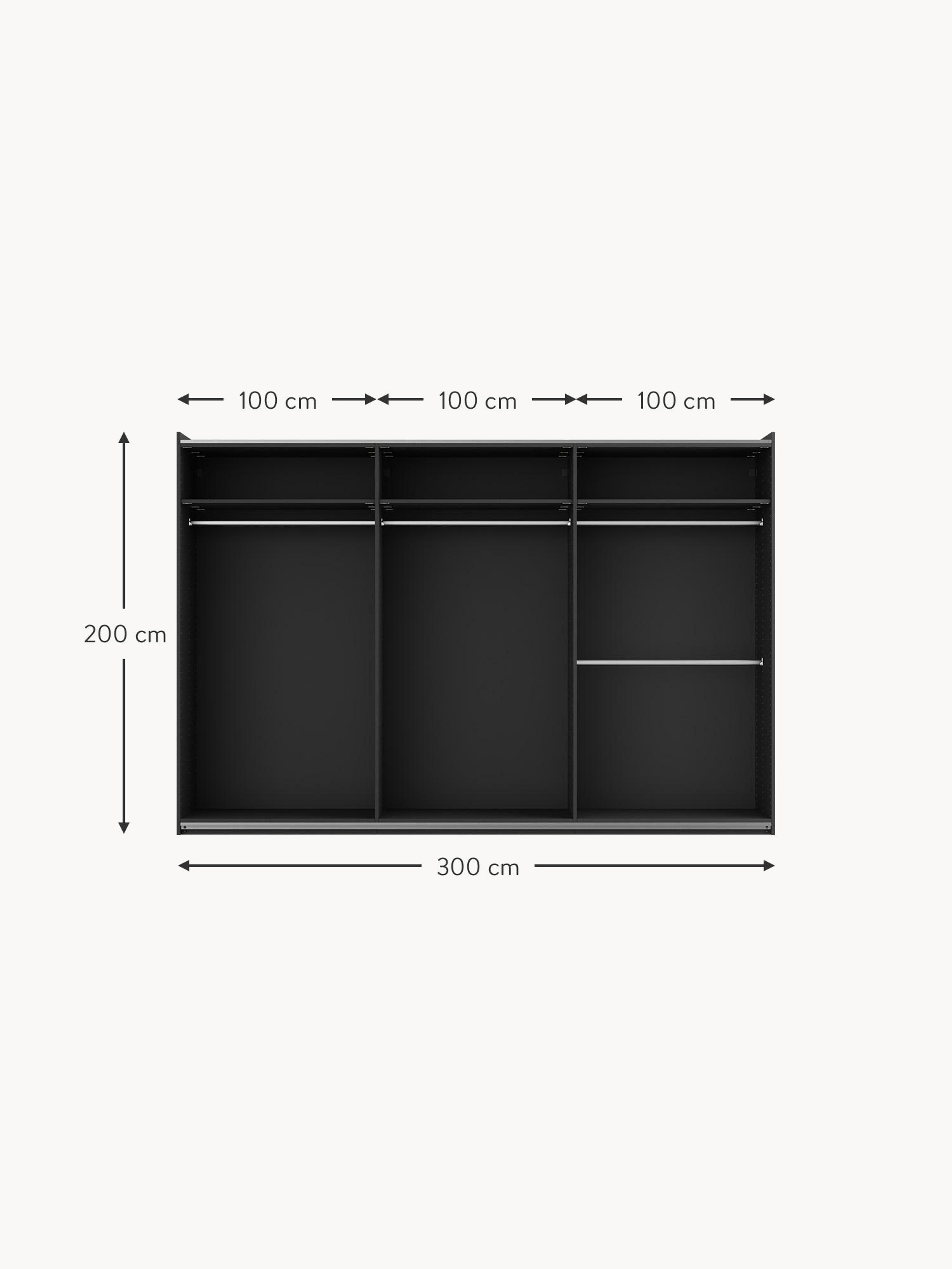 Simone Modular Sliding Door Wardrobe, 300 cm Wide, in various sizes