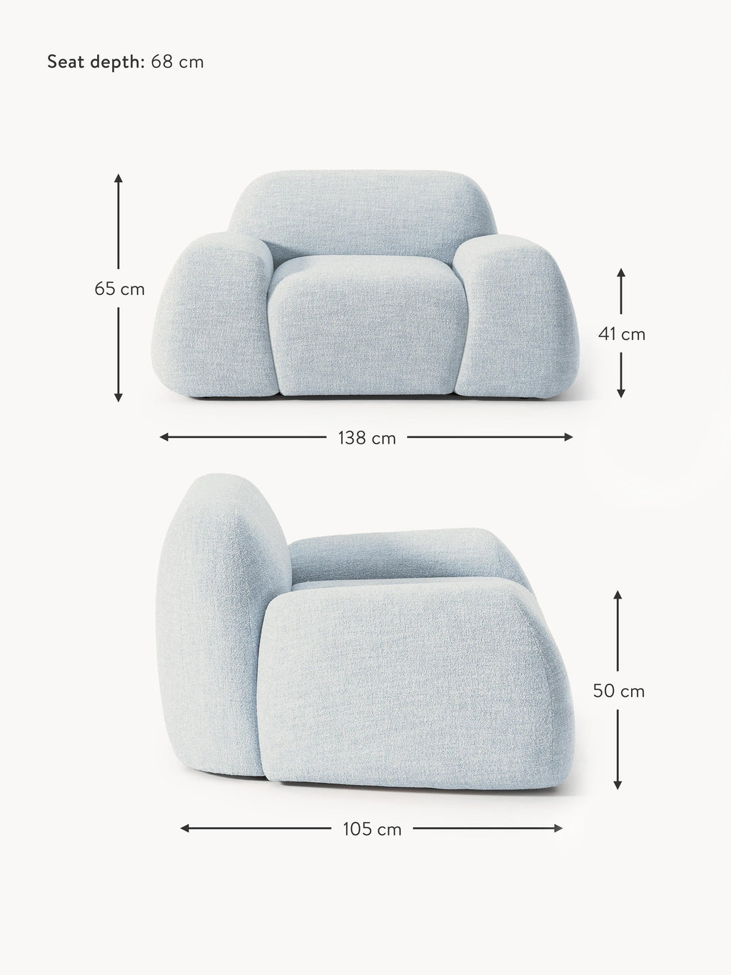 Wolke Bouclé Lounge Chair