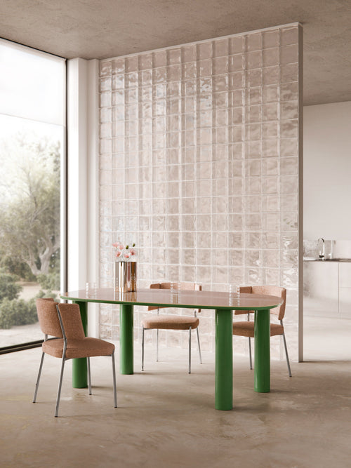 Beni Organic Dining Table with Glass Top, 200 x 110 cm