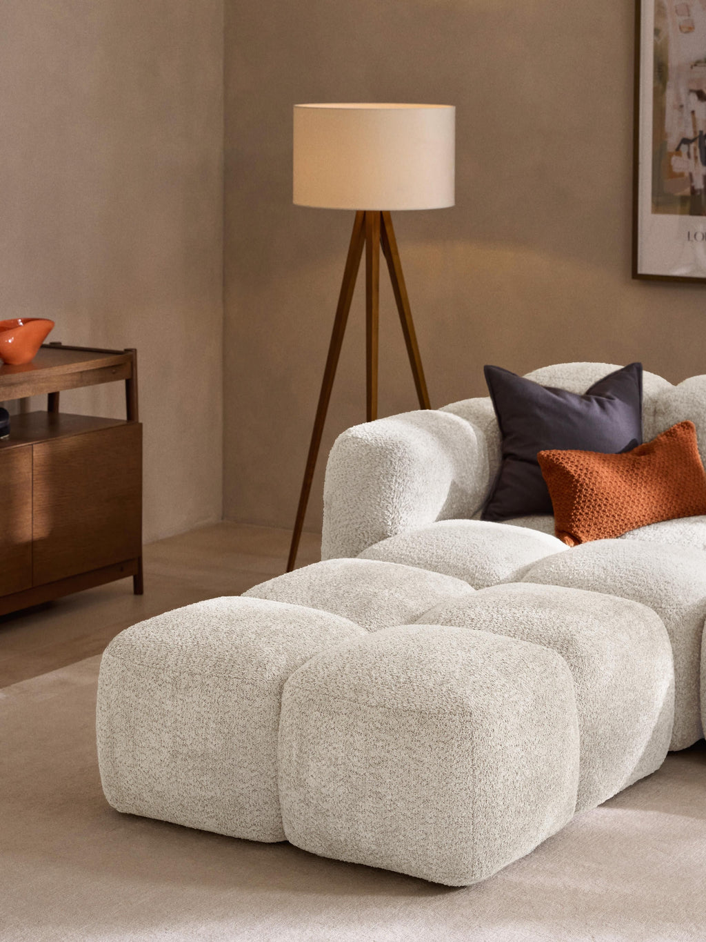 Tayla Modular Teddy-Bouclé Sofa (4-seater) with Ottoman (left/right)