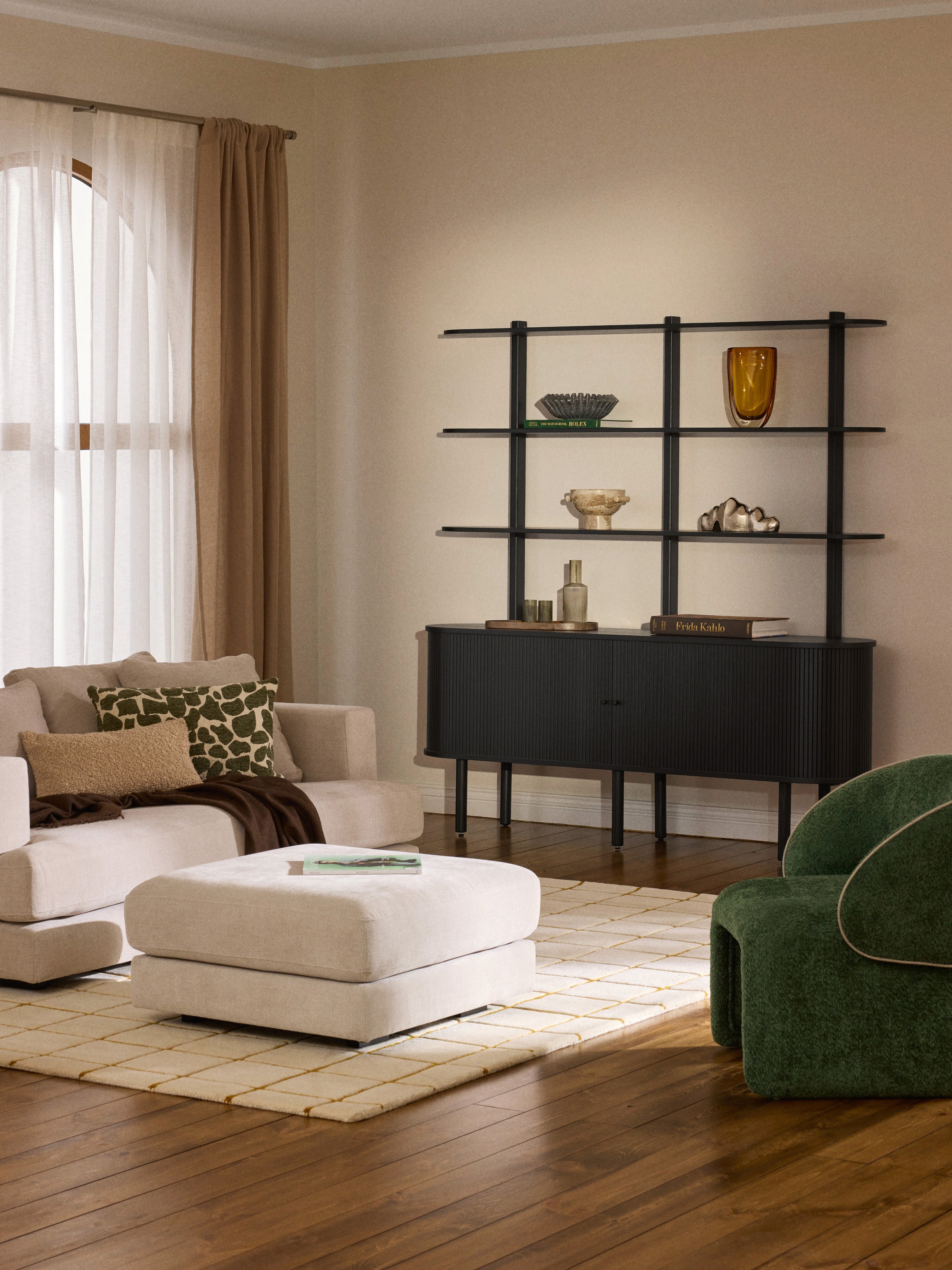 Calary Large Shelving Unit with Fluted Front
