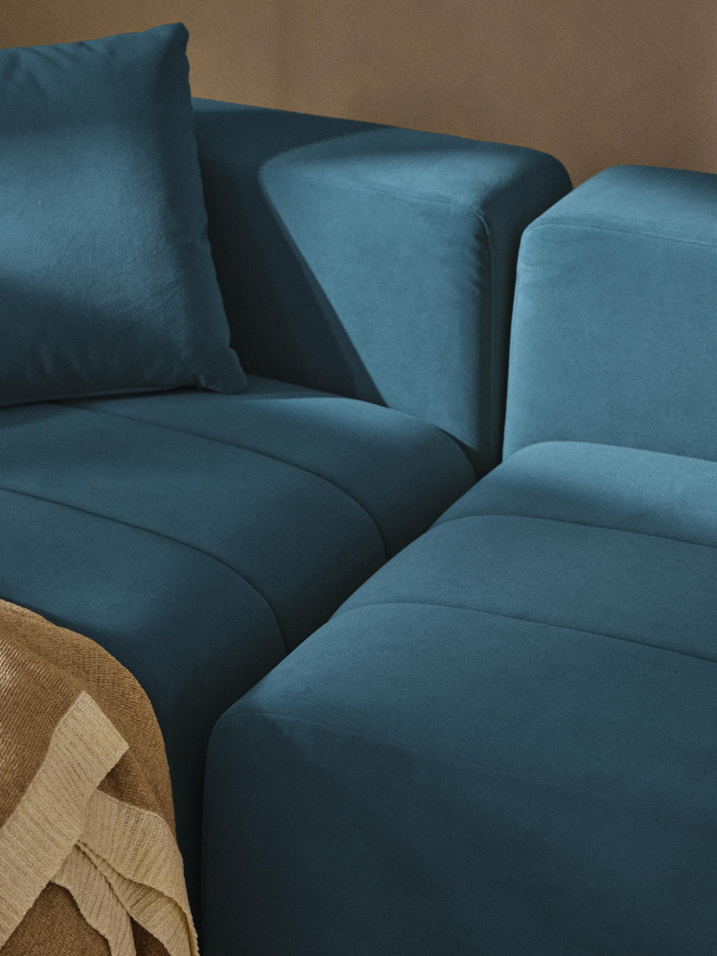 Lena Modular Velvet Sofa (4-seater) with Ottoman (left/right)
