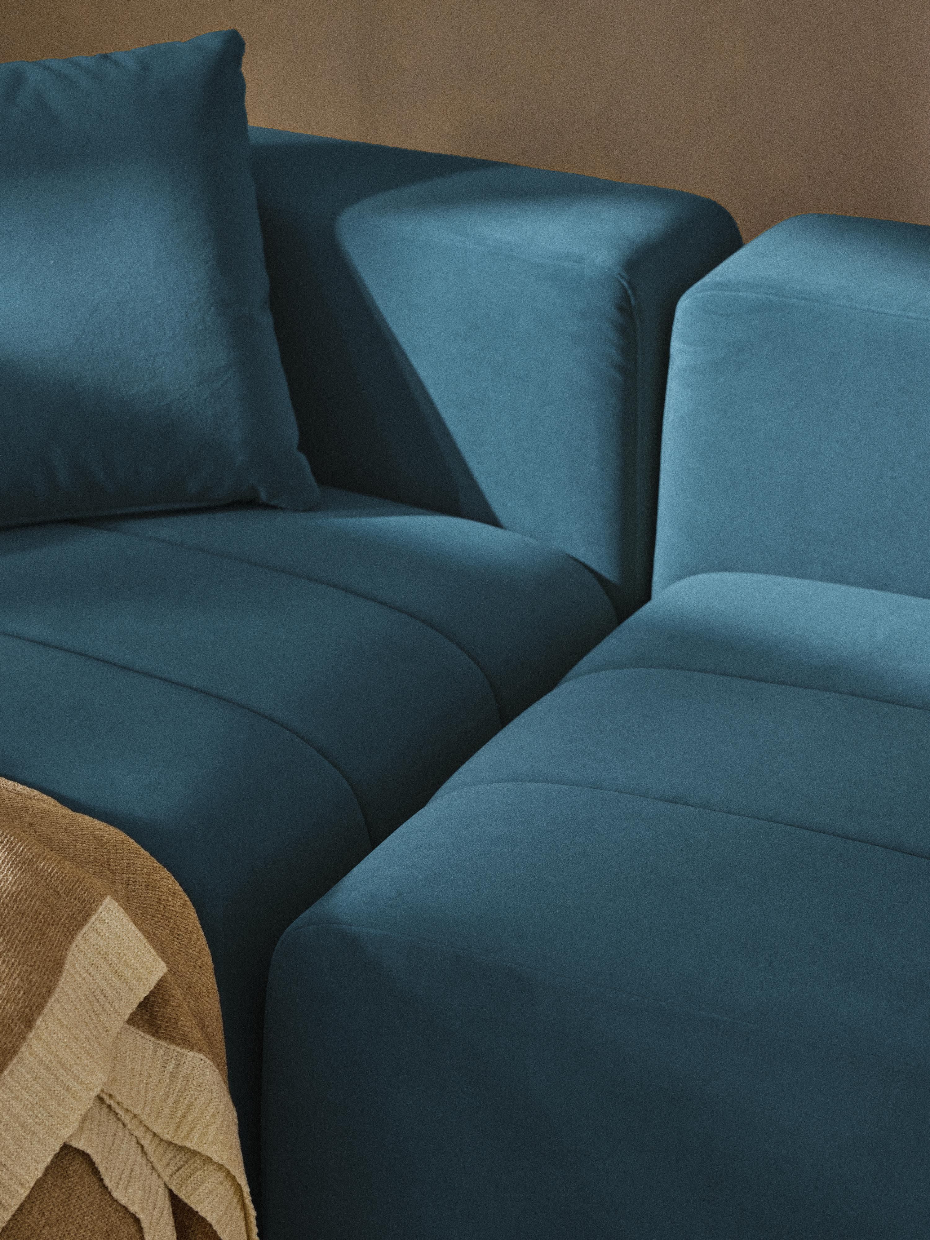 Lena Modular Velvet Sofa (4-seater) with Ottoman (left/right)