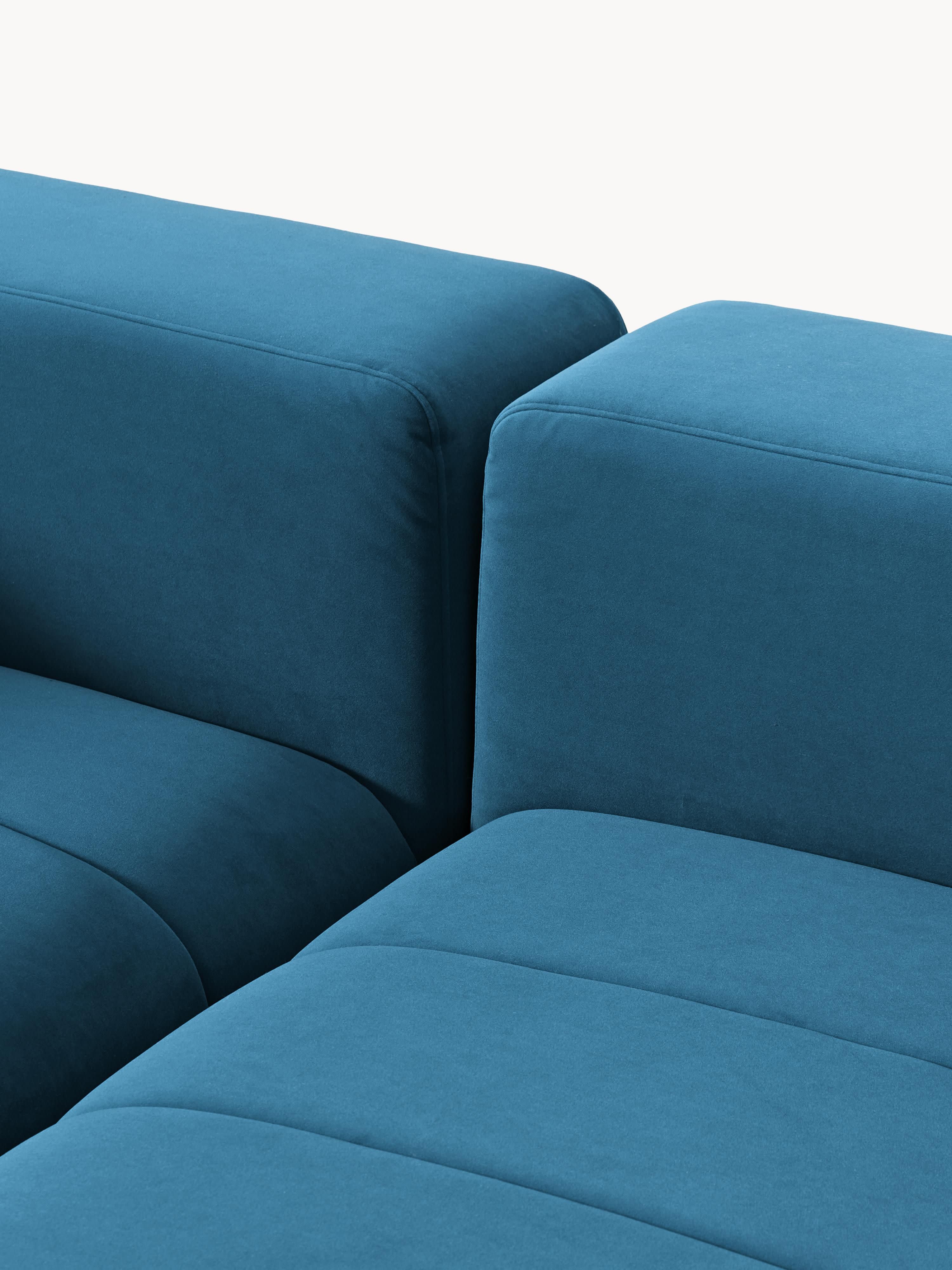 Lena Modular Velvet Sofa (4-seater) with Ottoman (left/right)