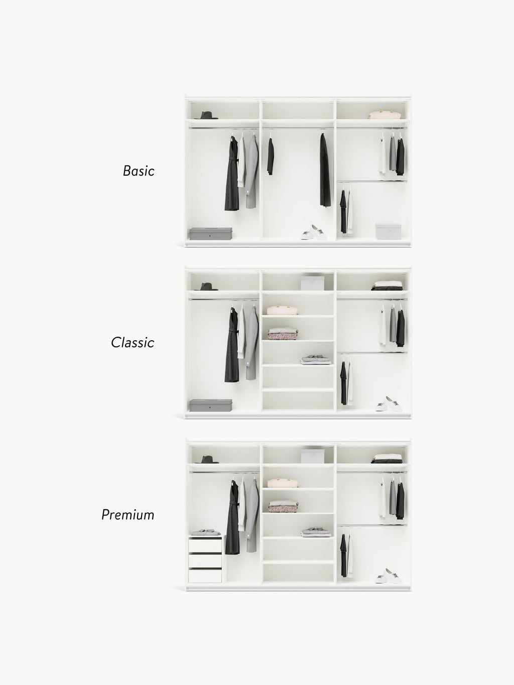 Simone Modular Sliding Door Wardrobe, 300 cm Wide, in various sizes