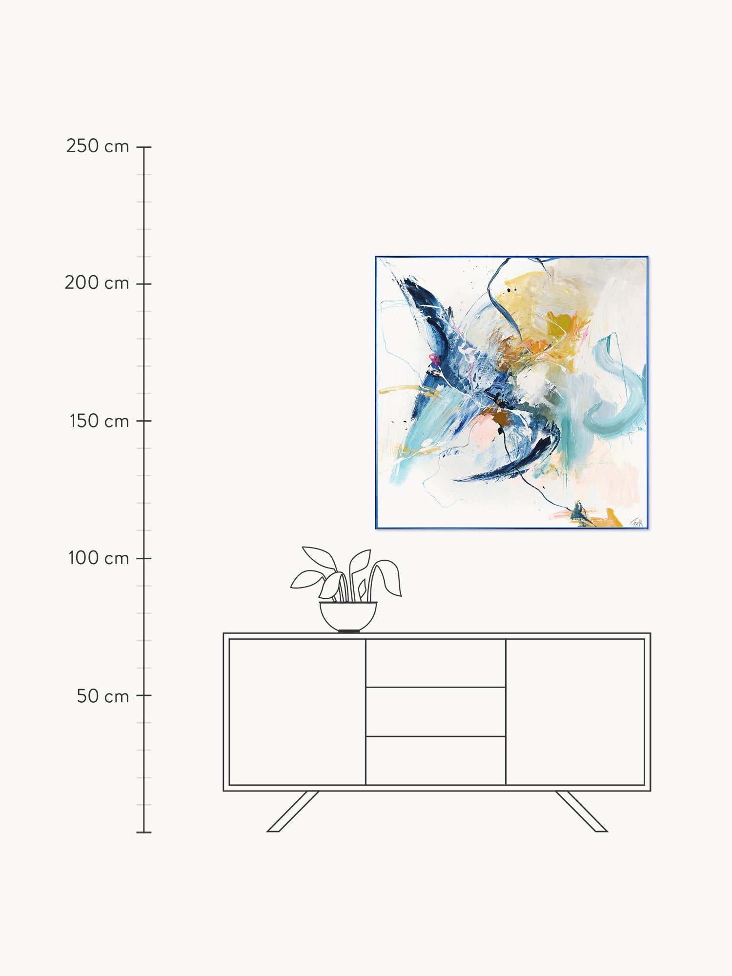 Blue Hand-Embellished Canvas Print Confidential