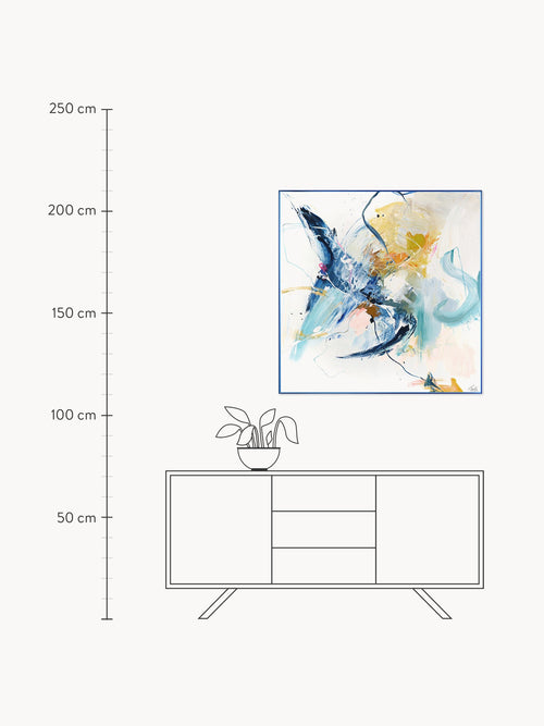 Blue Hand-Embellished Canvas Print Confidential