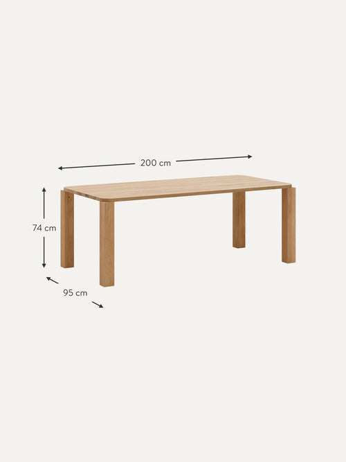 Atlas Oak Wood Dining Table, Various Sizes