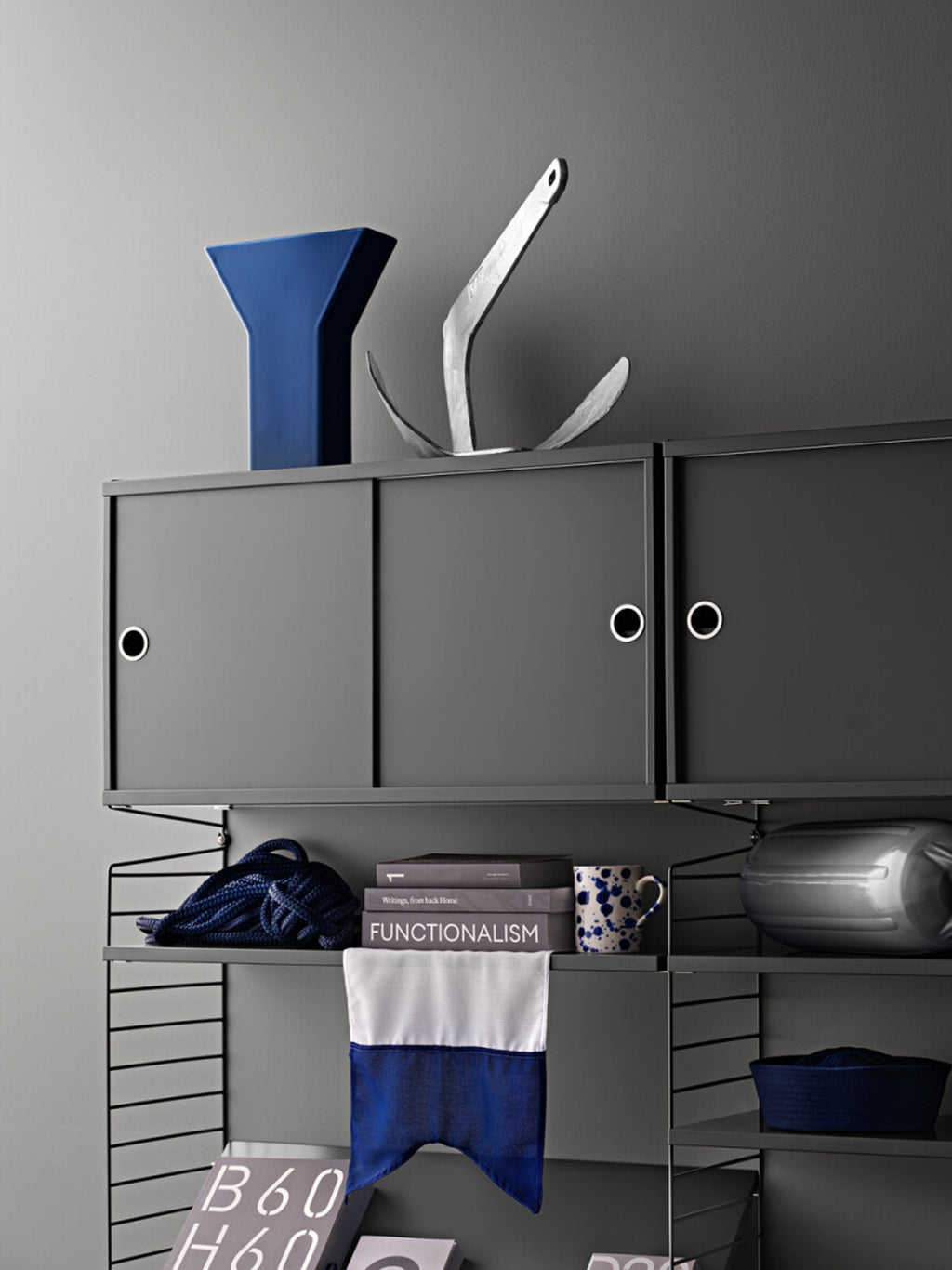 Cabinet String System with Sliding Doors, W 78 x D 20 cm