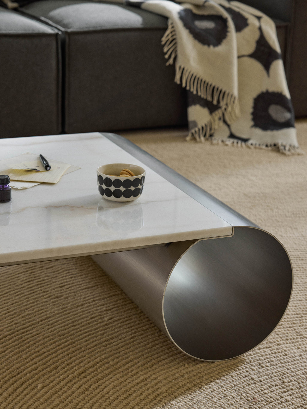Blaze XL Coffee Table with Marble Top, W 160 cm