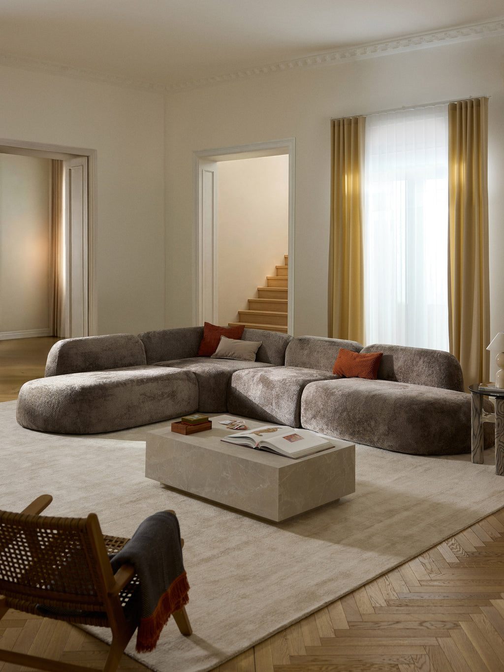 Wolke XL Modular Teddy Bouclé Corner Sofa with Chaise Ends