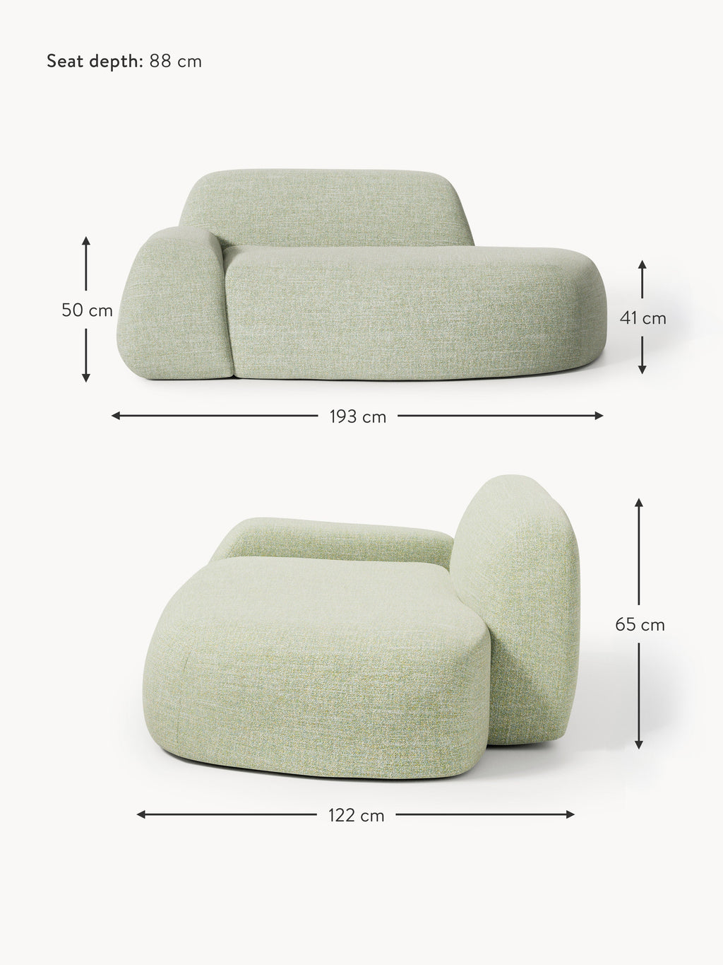 Wolke Bouclé Sofa (2-seater) with Chaise End