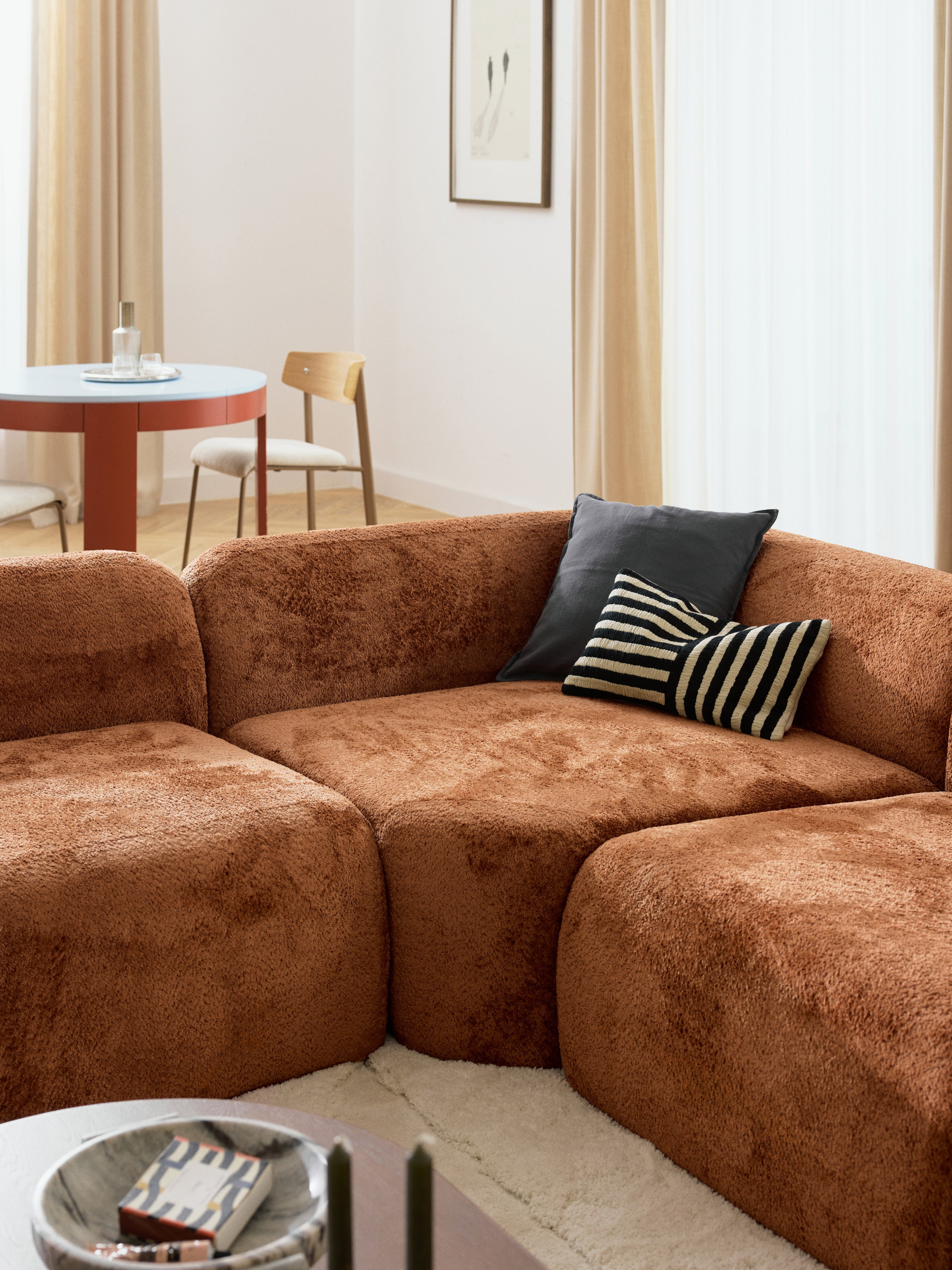 Wolke XL Modular Teddy Bouclé Corner Sofa with Chaise End