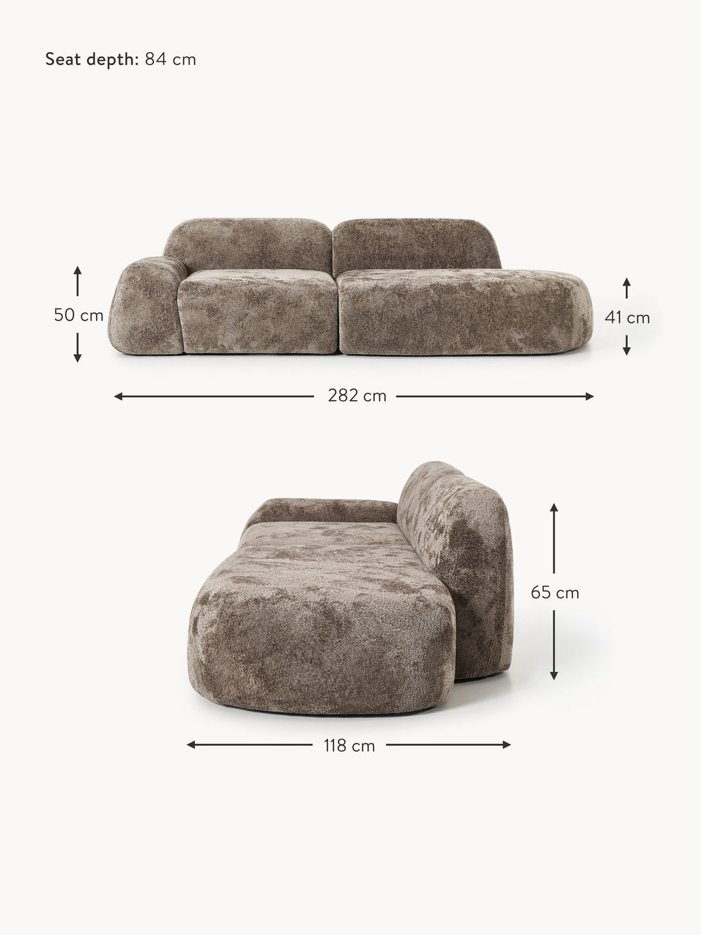 Wolke Modular Teddy Bouclé Chaise (3-seater)