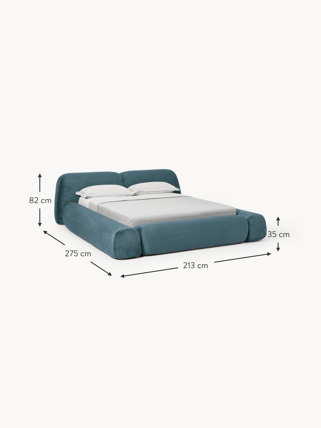 Wolke Upholstered Teddy Bouclé Bed with Storage