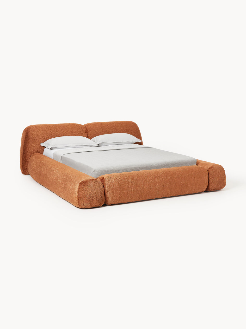Gallery image 1 - Upholstered Teddy Bouclé Bed Wolke with Storage