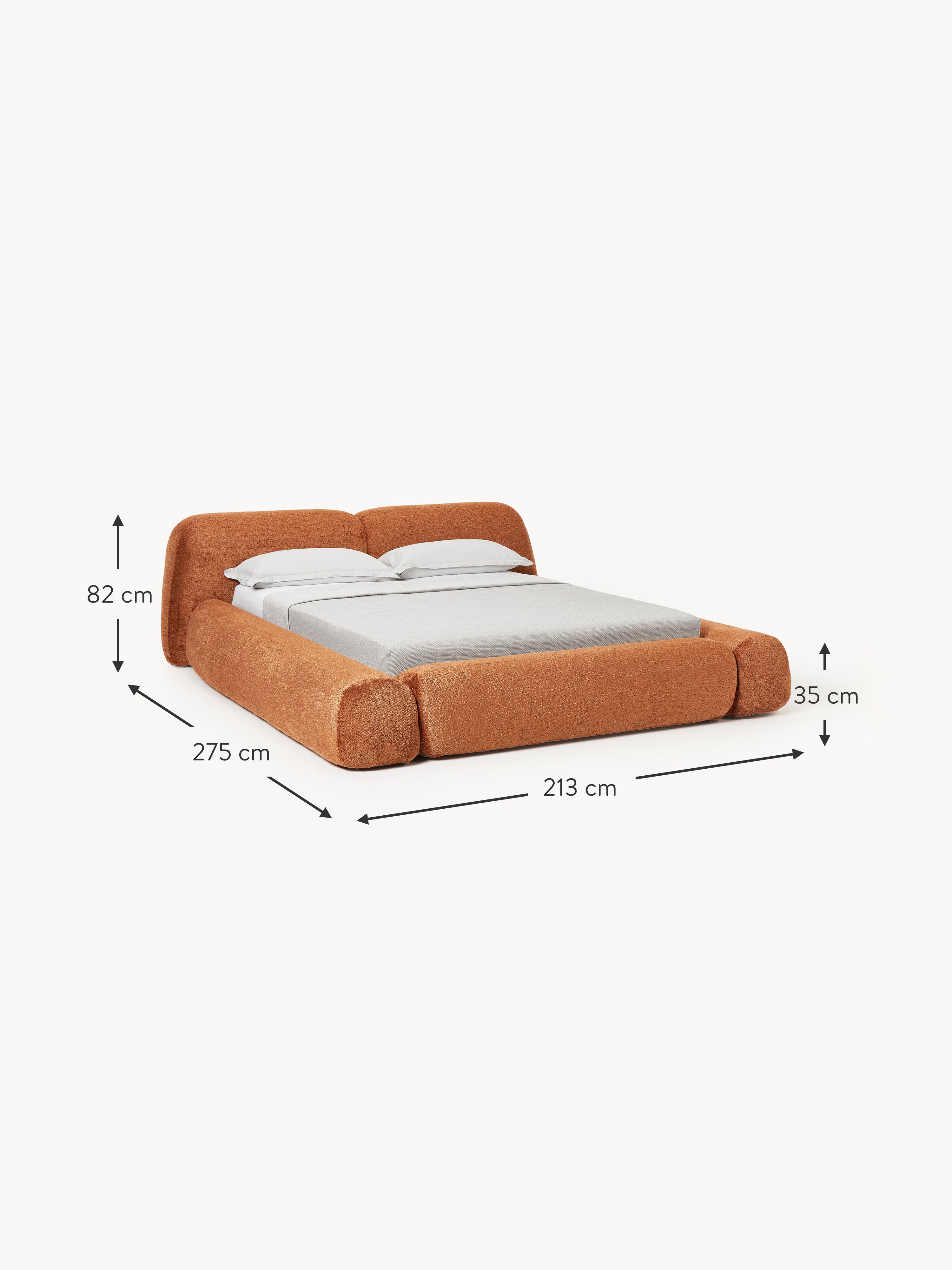 Wolke Upholstered Teddy Bouclé Bed with Storage