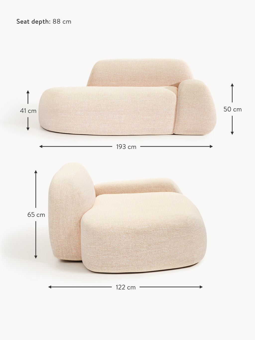 Wolke Bouclé Sofa (2-seater) with Chaise End