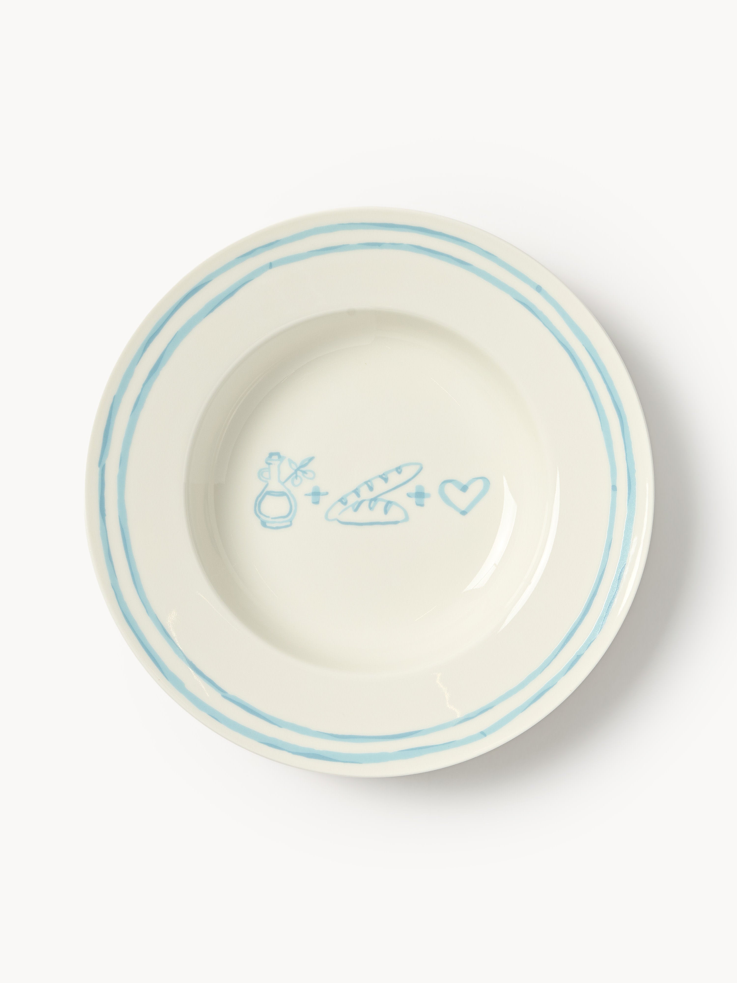Tutti Porcelain Pasta Plates with Decorative Motif, Set of 4