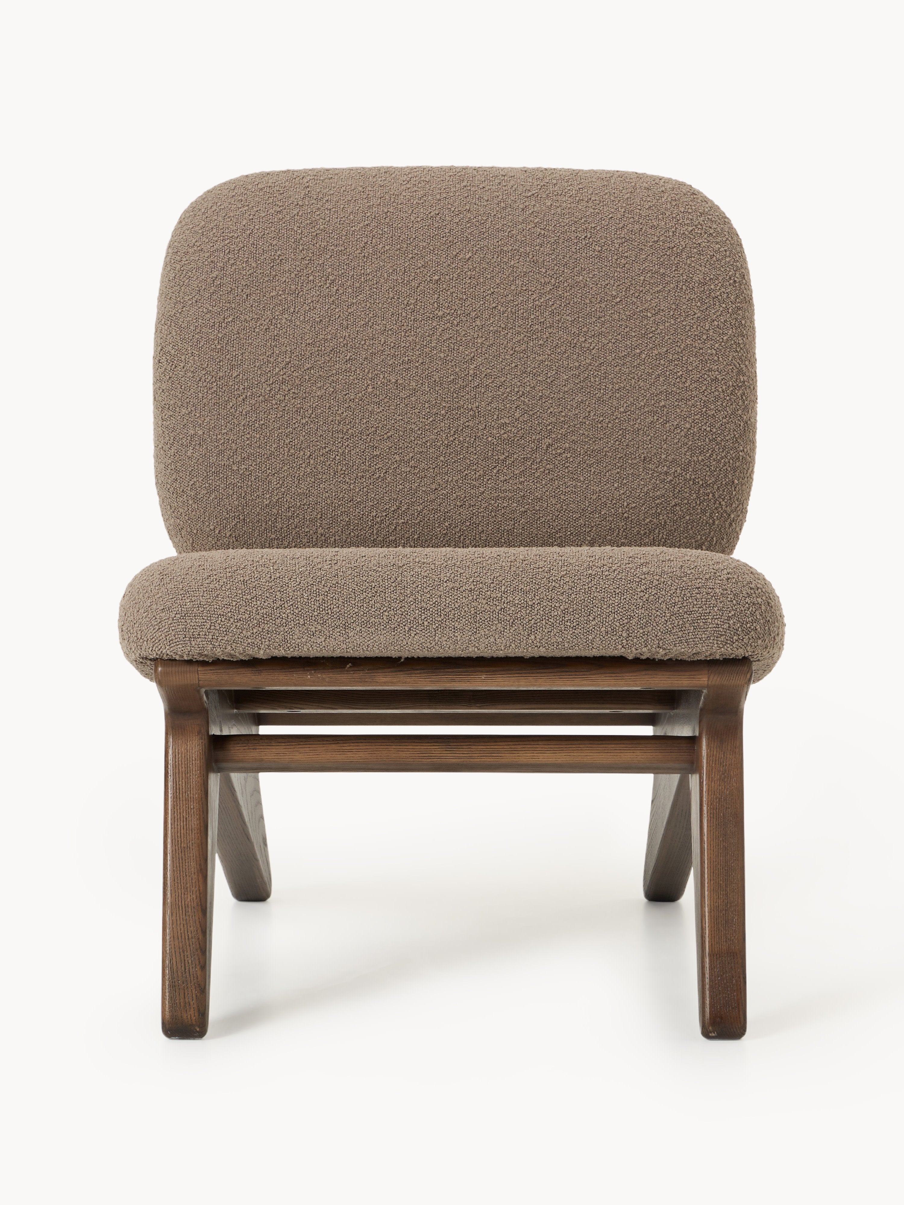 Shenay Ash Wood Lounge Chair with Bouclé Upholstery
