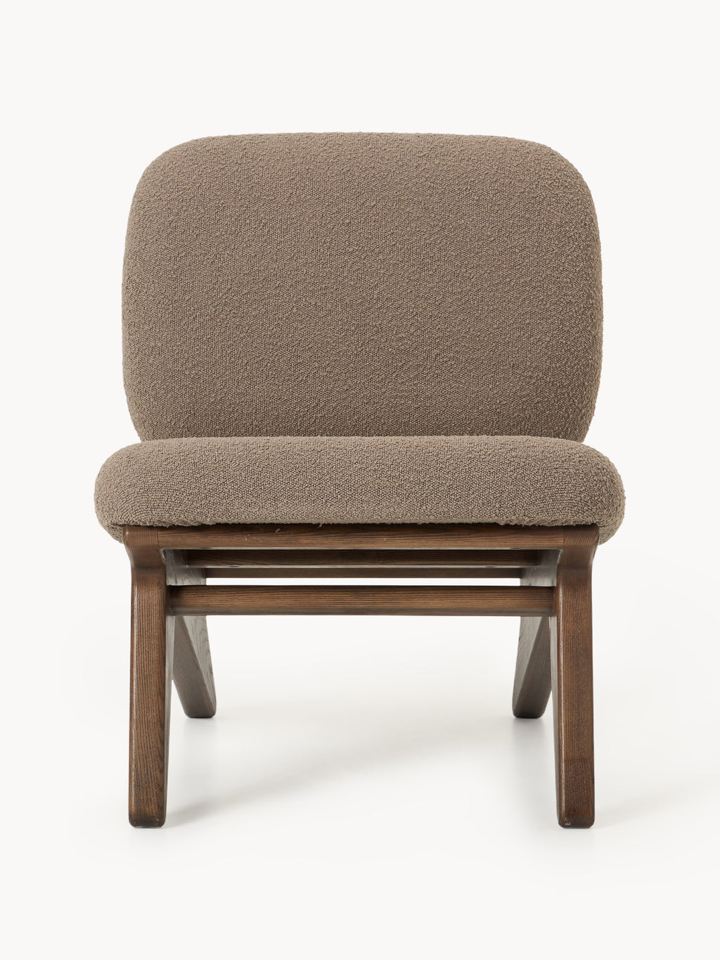 Shenay Ash Wood Lounge Chair with Bouclé Upholstery