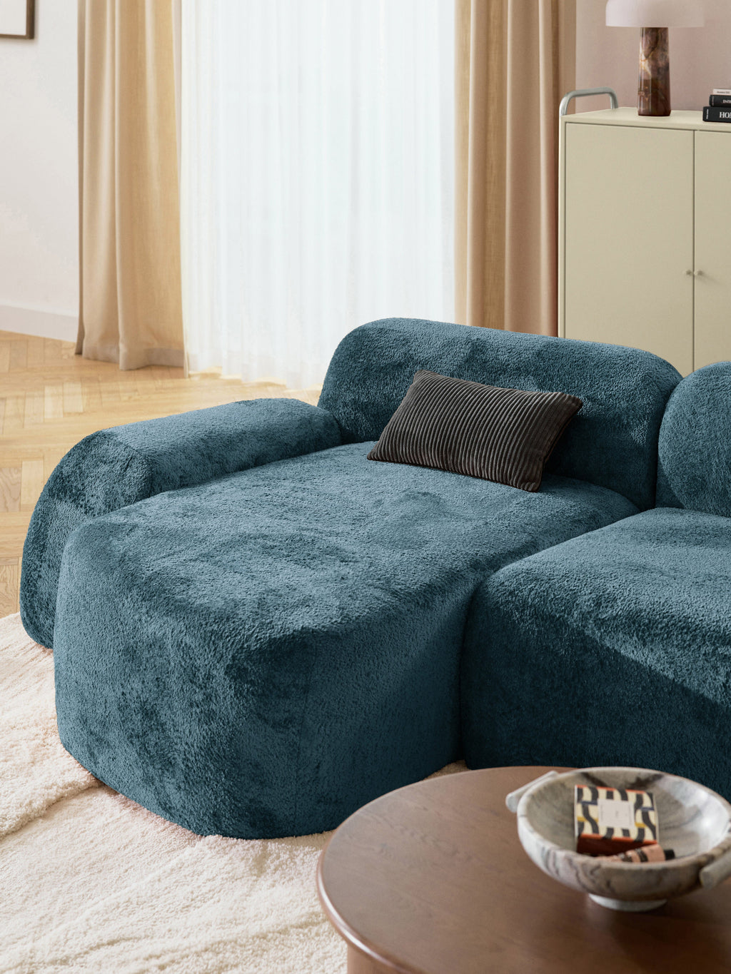Wolke Modular Teddy Bouclé Corner Sofa (4-seater) with Chaise End