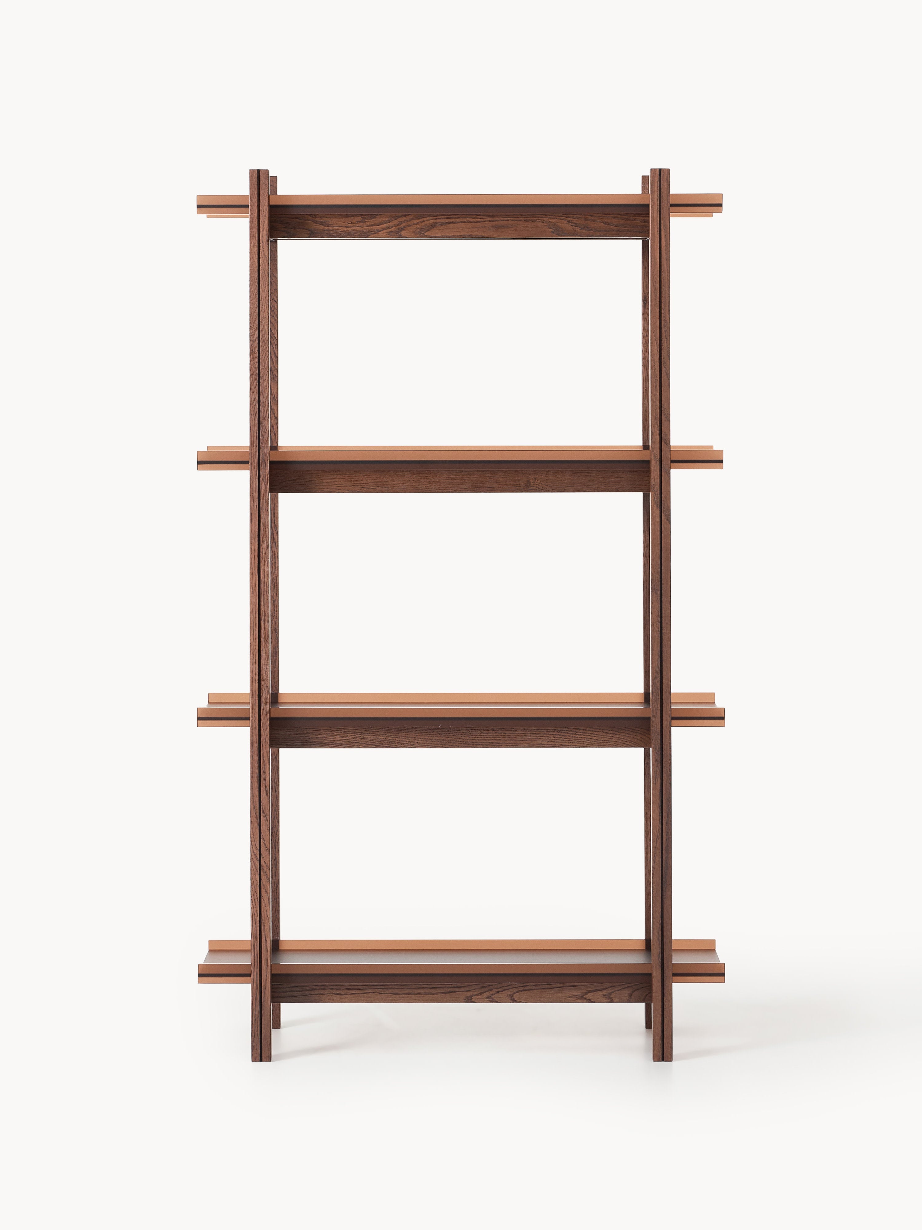 Alex Large Oak Shelving Unit with Glass Shelves
