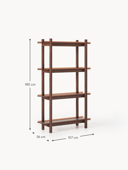 Alex Large Oak Shelving Unit with Glass Shelves