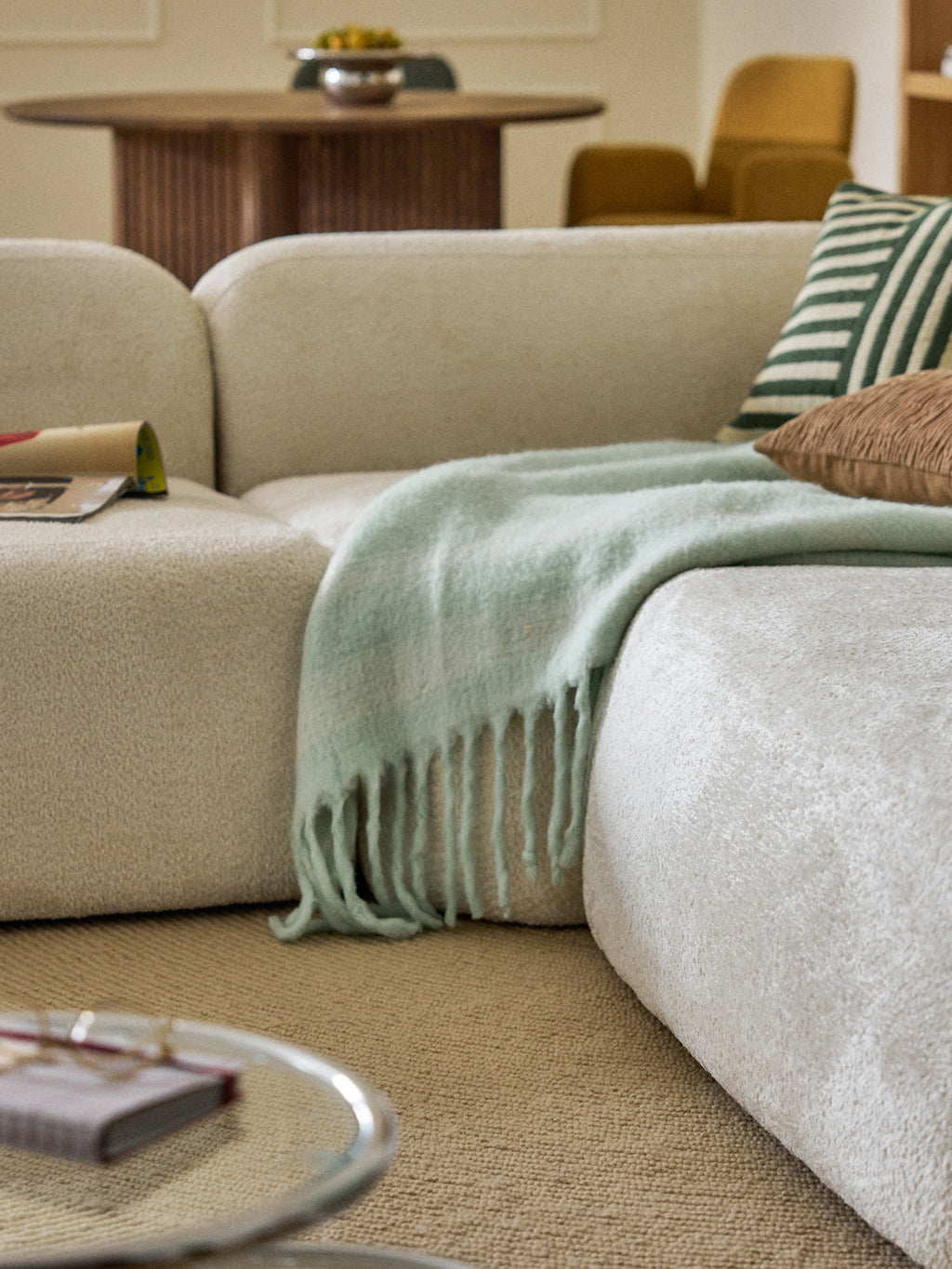 Wolke XL Modular Teddy Bouclé Corner Sofa with Chaise Ends