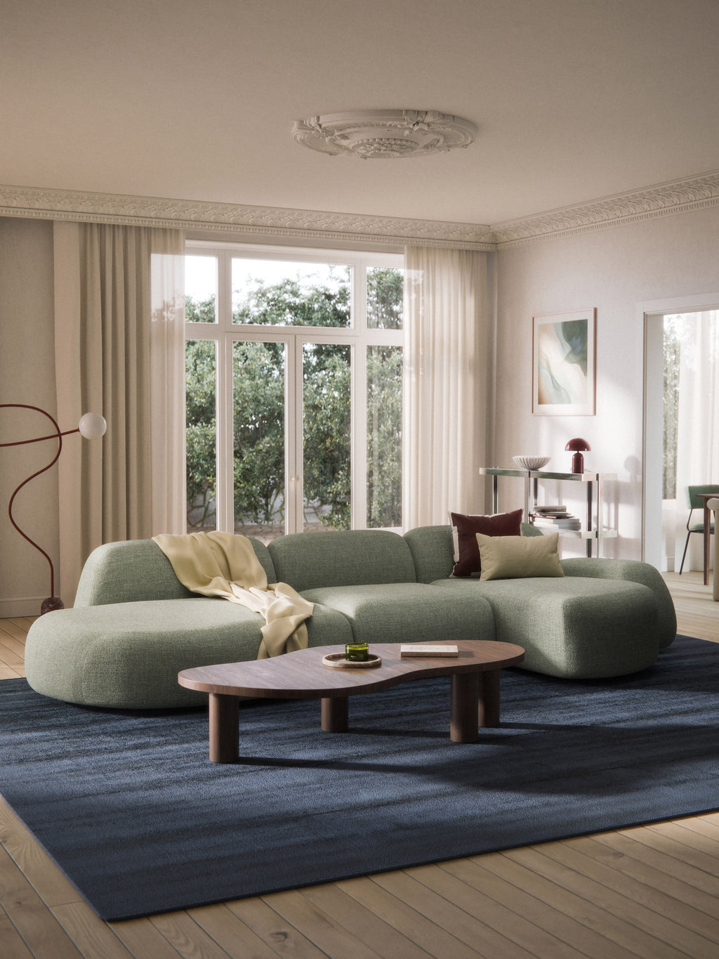 Wolke Modular Bouclé Corner Sofa (4-seater) with Chaise End