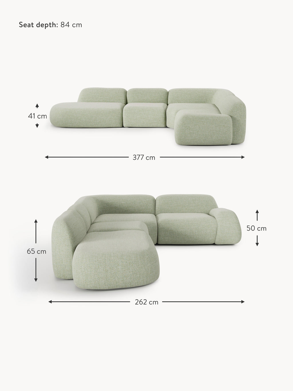 Wolke XL Modular Bouclé Corner Sofa with Chaise End