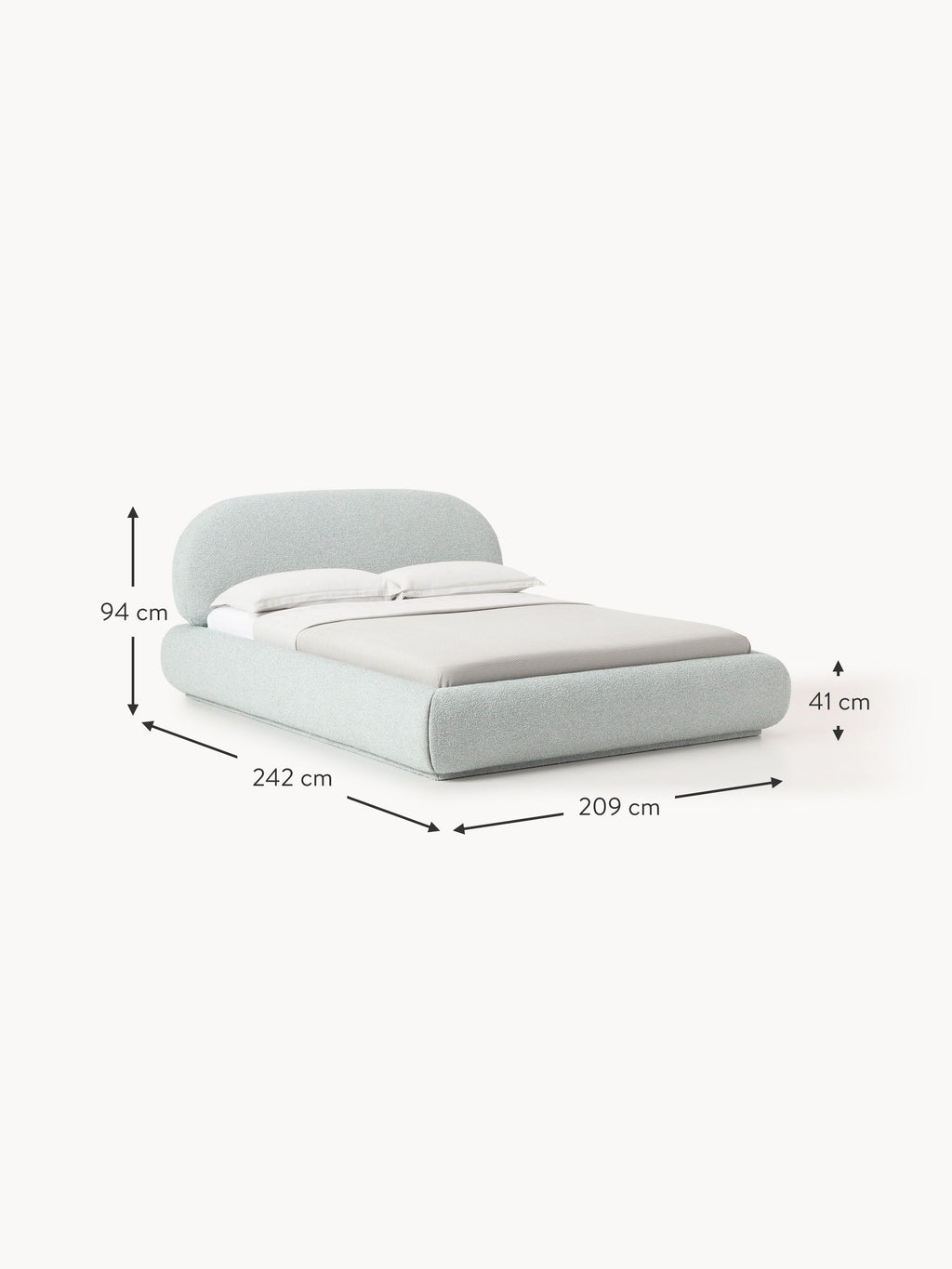Alba Upholstered Bouclé Bed with Storage