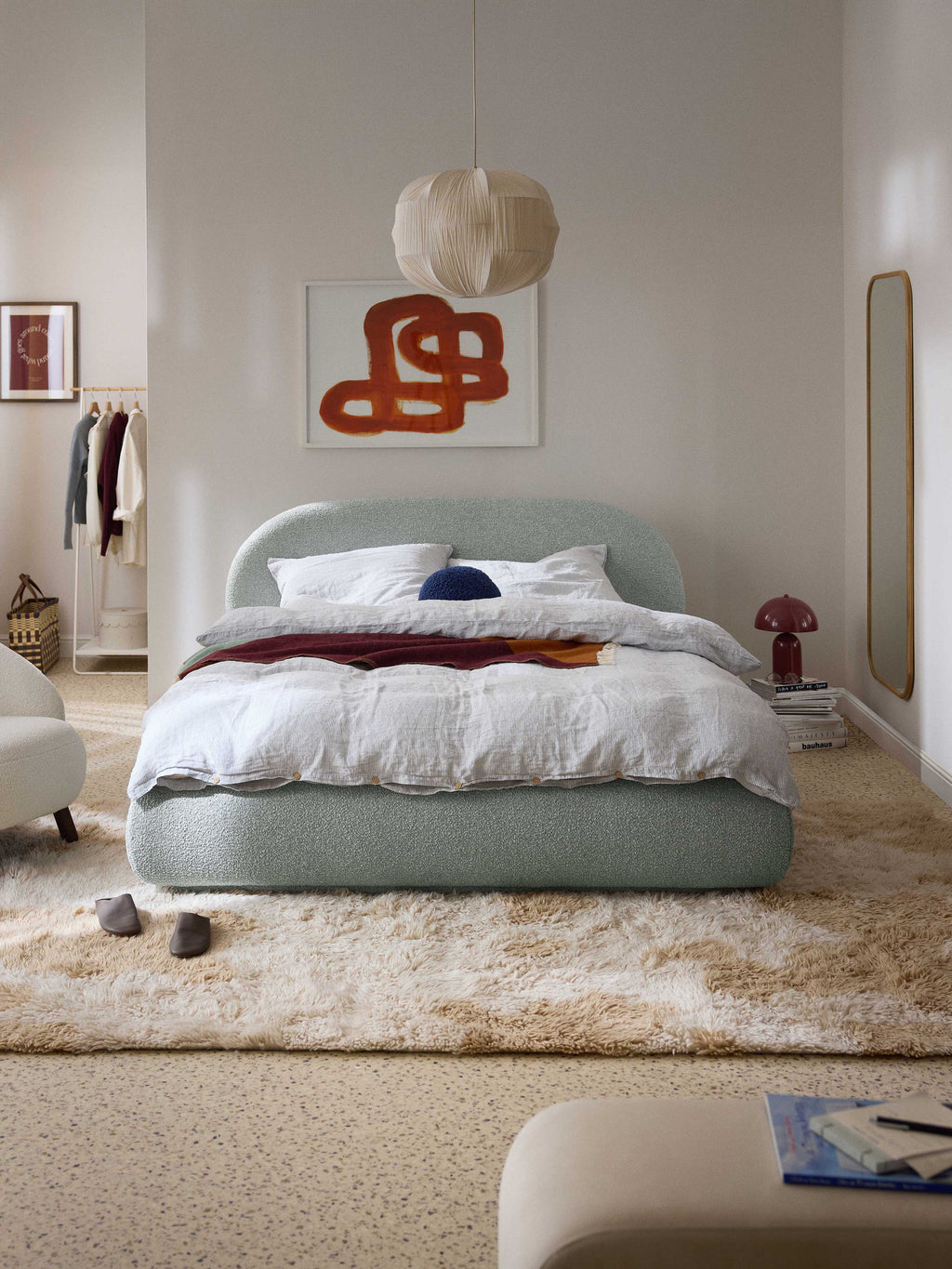 Alba Upholstered Bouclé Bed with Storage