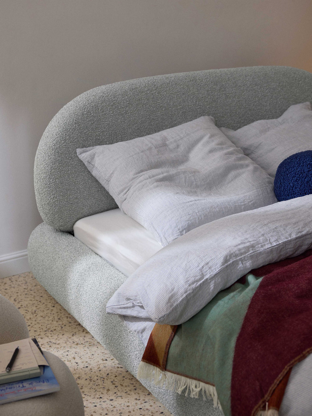 Alba Upholstered Bouclé Bed with Storage