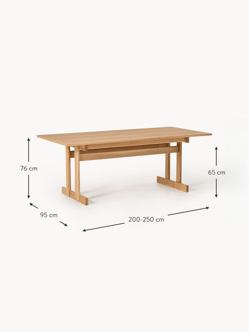 Brynn Extendable Oak Wood Dining Table, in various sizes