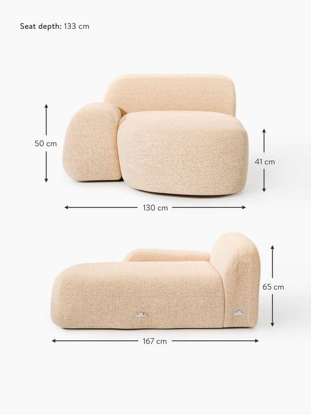 Wolke Bouclé Chaise Corner Module